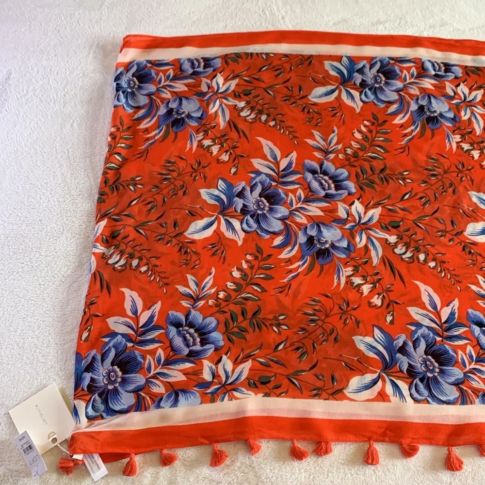 LOFT Large Floral Print Infinity Scarf